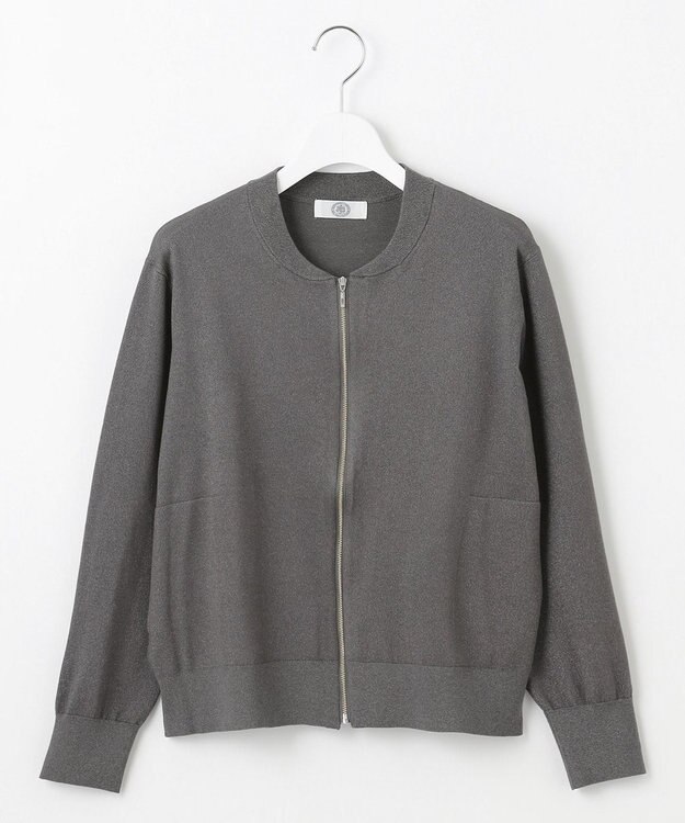 J.PRESS LADIES 【洗える】ラメニット ブルゾン スレートカーキ系