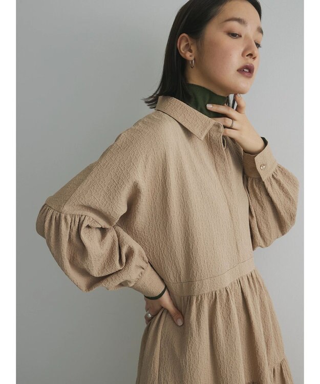 Green Parks armonia. ジャガードシャツワンピース Beige