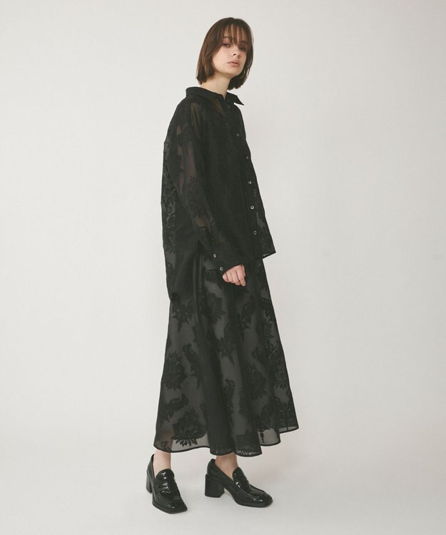 GRACE CONTINENTAL オーナメントロングスカート ブラック