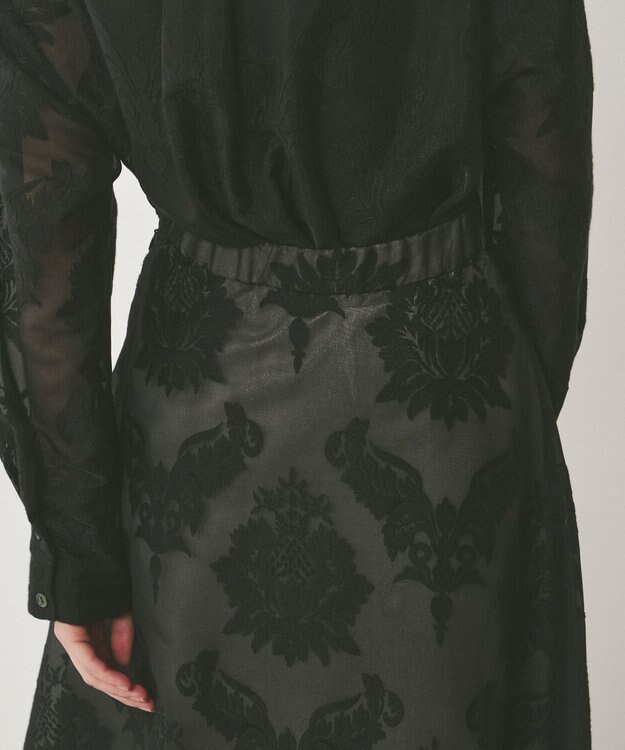 GRACE CONTINENTAL オーナメントロングスカート ブラック