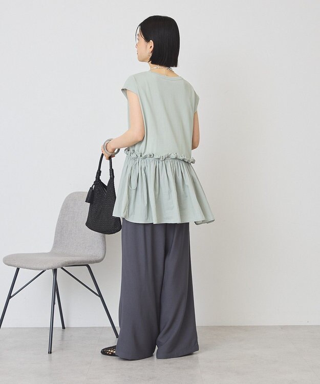 AMERICAN HOLIC 汗染み防止・異素材ペプラムプルオーバー Grayish Khaki
