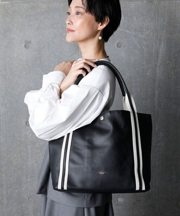 TOPKAPI 【TREASURE TOPKAPI】ソフトシュリンク テープコンビ A4 トート バッグ ブラック