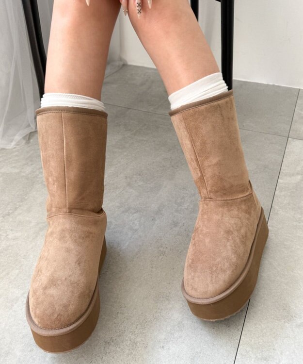 WEGO 【暖かい】2wayムートンタッチブーツ キャメル