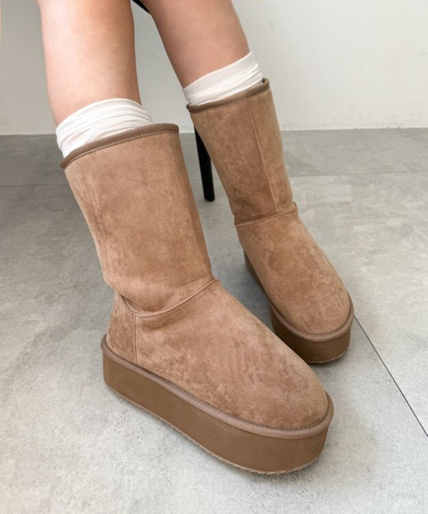 WEGO 【暖かい】2wayムートンタッチブーツ キャメル