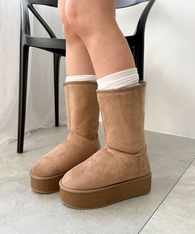 WEGO 【暖かい】2wayムートンタッチブーツ キャメル