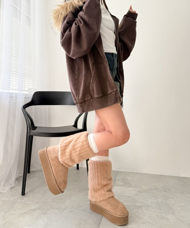 WEGO 【暖かい】2wayムートンタッチブーツ キャメル