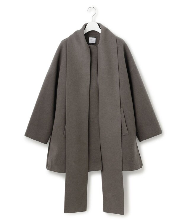 J.PRESS YORK STREET 【WOMEN】NEEDLE JERSEY マフラー付コート グレー系