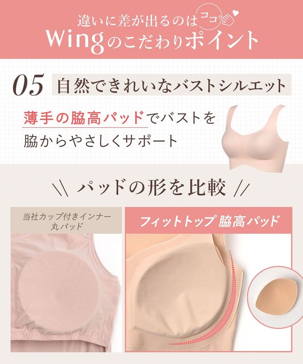 Wing ノンワイヤーブラ 【フィットトップ】 よく伸びて快適フィット 身生地部は吸汗速乾 MB1010 ウイング／ワコール サンドベージュ