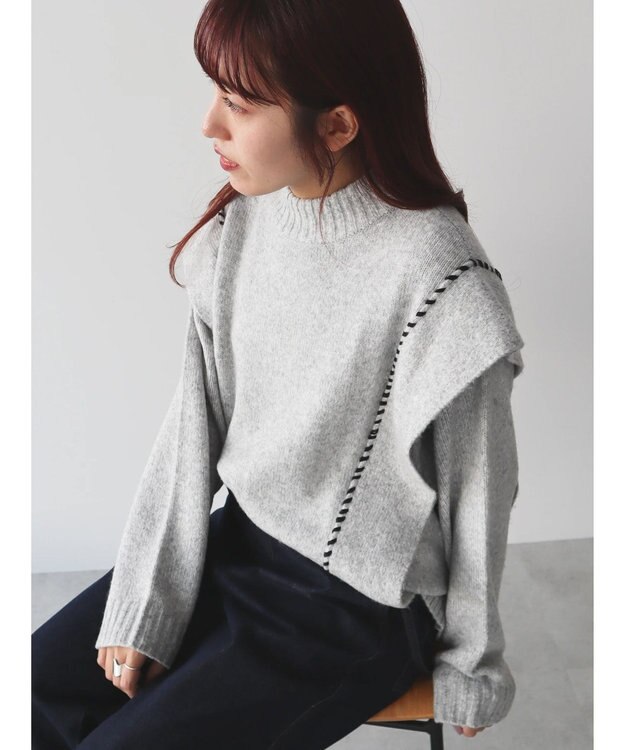 CRAFT STANDARD BOUTIQUE ハンドステッチニットプルオーバー Gray Mixture