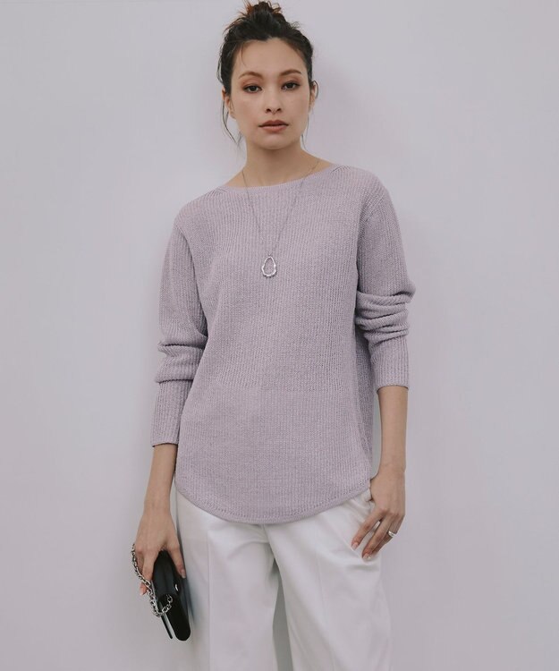 ICB 【WEB限定カラーあり・洗える】ペーパーブレンドシャインニット プルオーバー パールグレー系