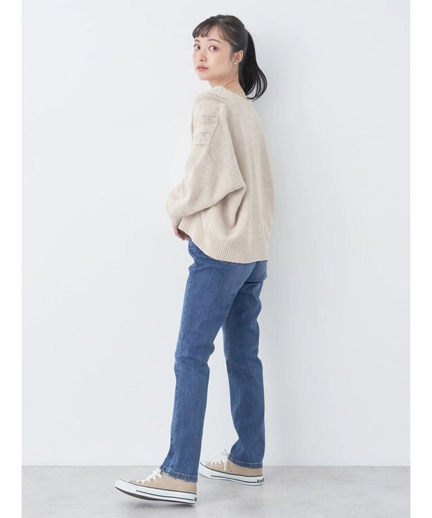 earth music&ecology ベロアモールケーブルカーディガン Beige