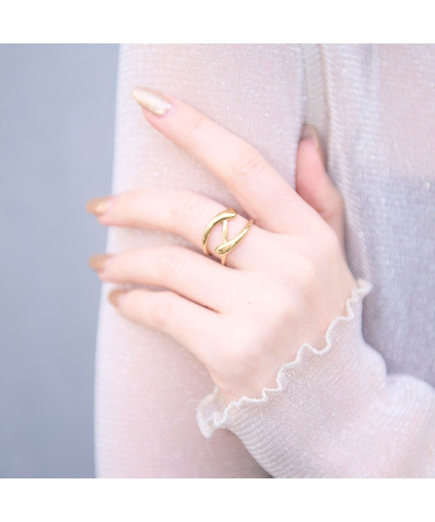 blancotokyo 【金属アレルギー対応/サイズフリー】ニュアンスクロスリング NIEBLA ゴールド