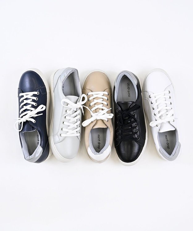 Pointer 本革大人スニーカー ネイビー×シルバー