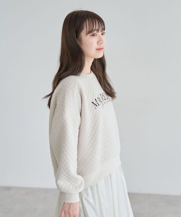 Green Parks ショート丈キルトロゴプルオーバー Off White