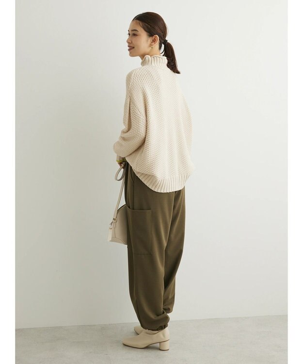 Green Parks 袖ラインカノコ編みニットプルオーバー Off White