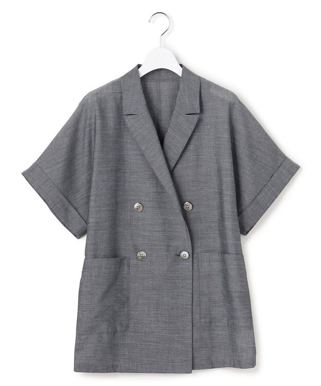 23区 【先行予約】ウォッシャブルボイル ハーフスリーブ ダブル ジャケット グレー系
