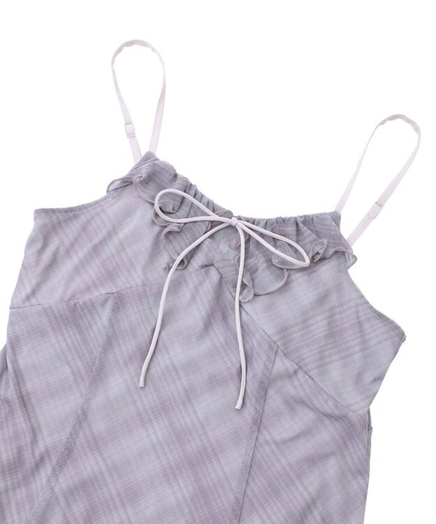 earth music&ecology フロントリボンチェックミニキャミワンピース Check Gray