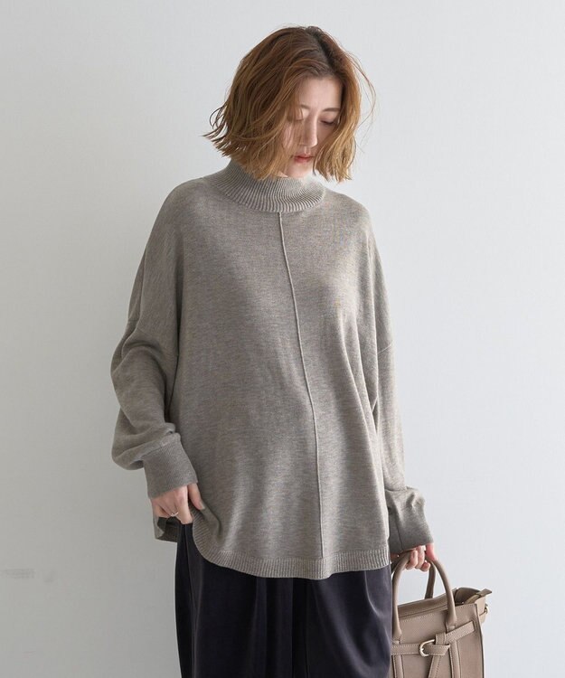 YECCA VECCA 裾ラメMIXラウンドヘムニット Gray Beige