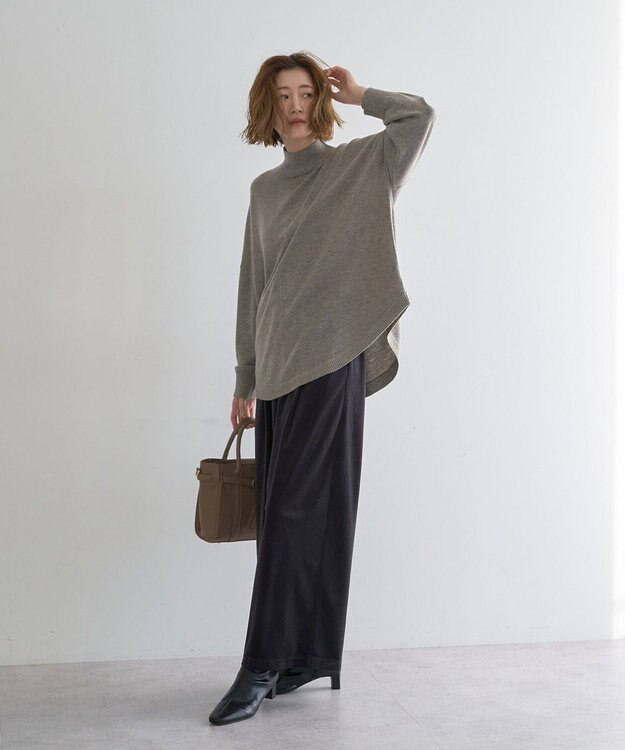 YECCA VECCA 裾ラメMIXラウンドヘムニット Gray Beige