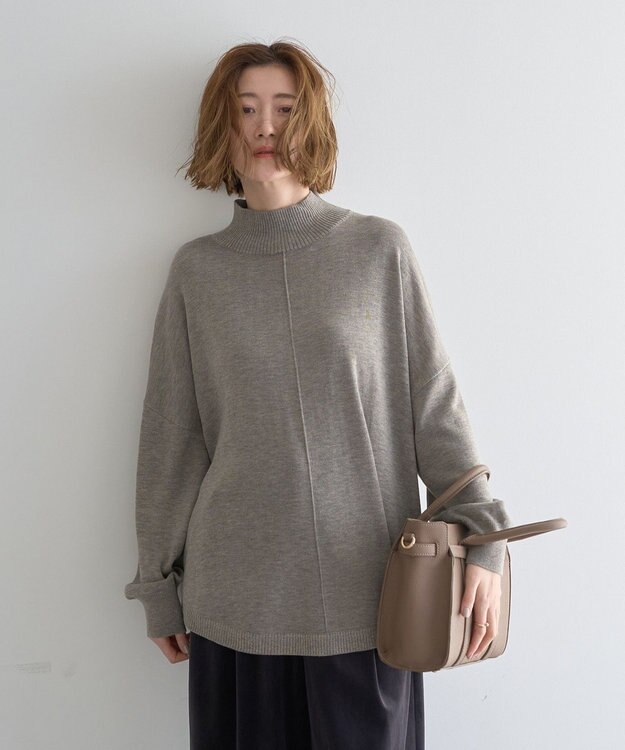 YECCA VECCA 裾ラメMIXラウンドヘムニット Gray Beige