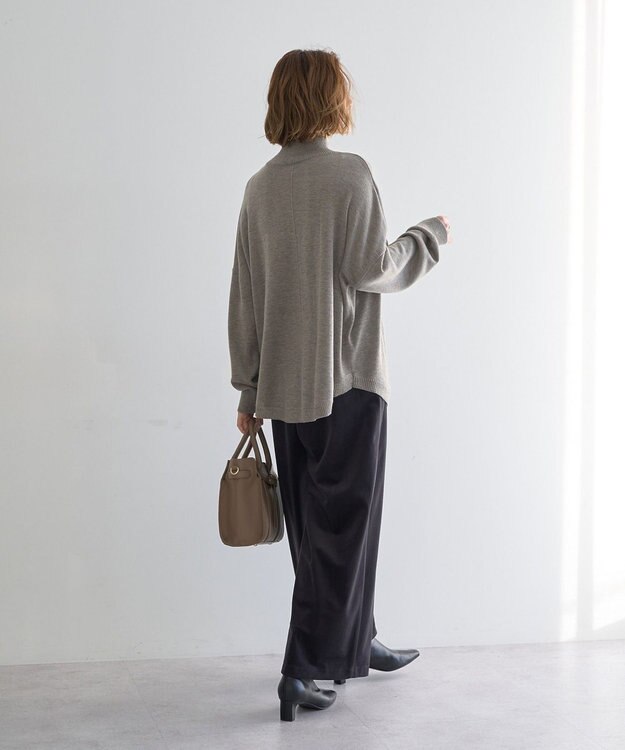 YECCA VECCA 裾ラメMIXラウンドヘムニット Gray Beige