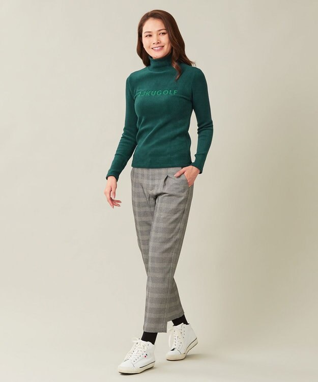 23区GOLF 【23Fondation/WOMEN】グレンチェック柄 テーパードパンツ ブラック系3