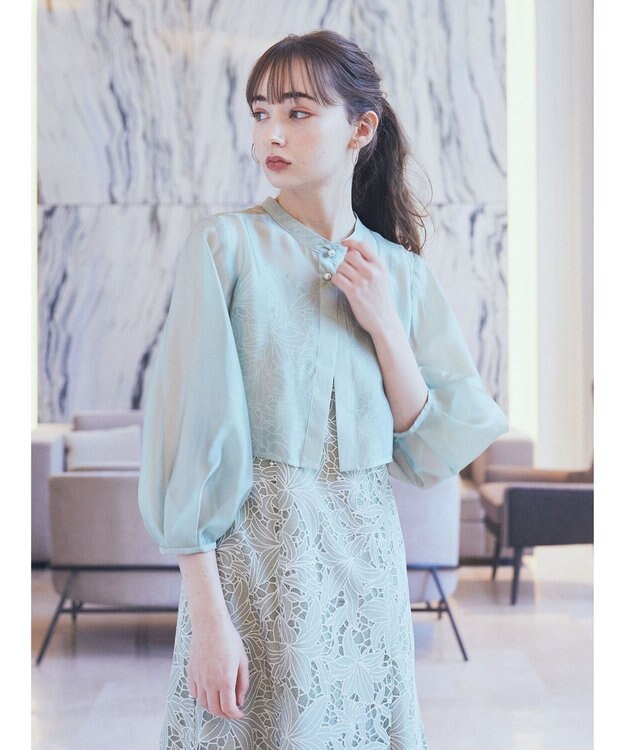 earth music&ecology ＳＥＴ２点　シアーブラウス＋レースキャミワンピース Mint