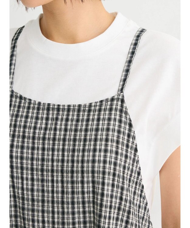 Green Parks ・Ｐｅｔｉｔ　Ｆｌｅｕｒ　チェックティアードキャミワンピ Off White