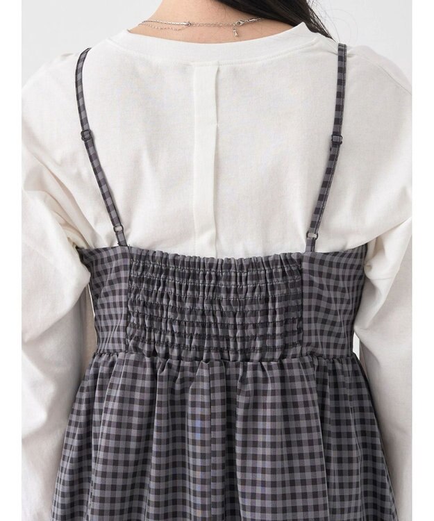 earth music&ecology ビスチェ風キャミドレ Check Black