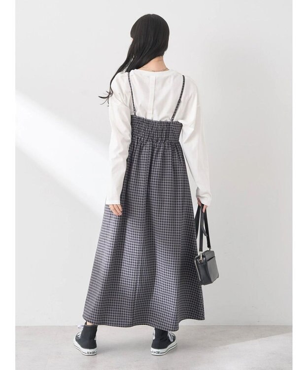 earth music&ecology ビスチェ風キャミドレ Check Black