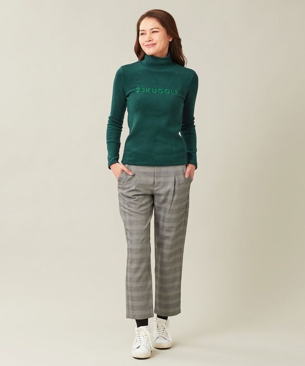 23区GOLF 【23Fondation/WOMEN】グレンチェック柄 テーパードパンツ ブラック系3