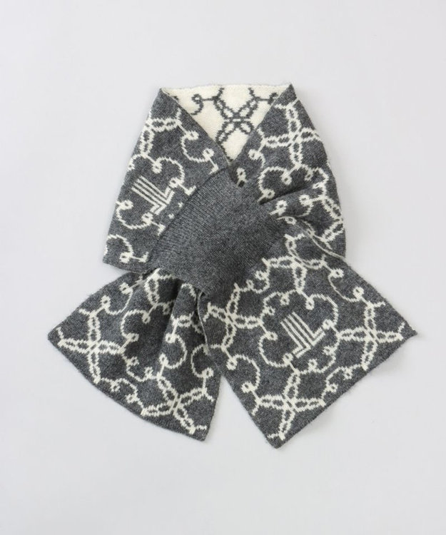 AURORA 【 LANVIN COLLECTION（ランバン コレクション） 】カシミヤ100%ニットキャンディーマフラー(WASH) ミディアムグレー