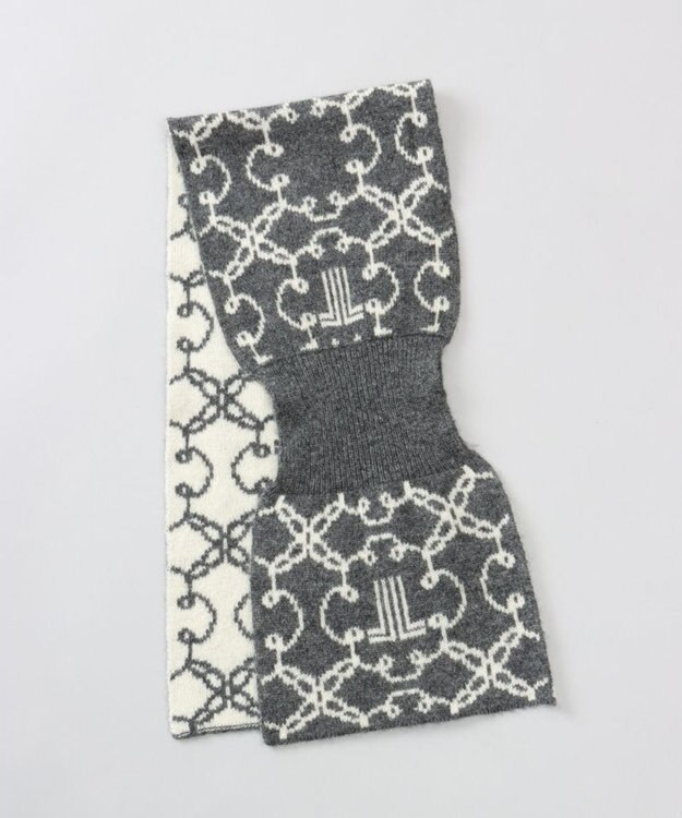 AURORA 【 LANVIN COLLECTION（ランバン コレクション） 】カシミヤ100%ニットキャンディーマフラー(WASH) ミディアムグレー