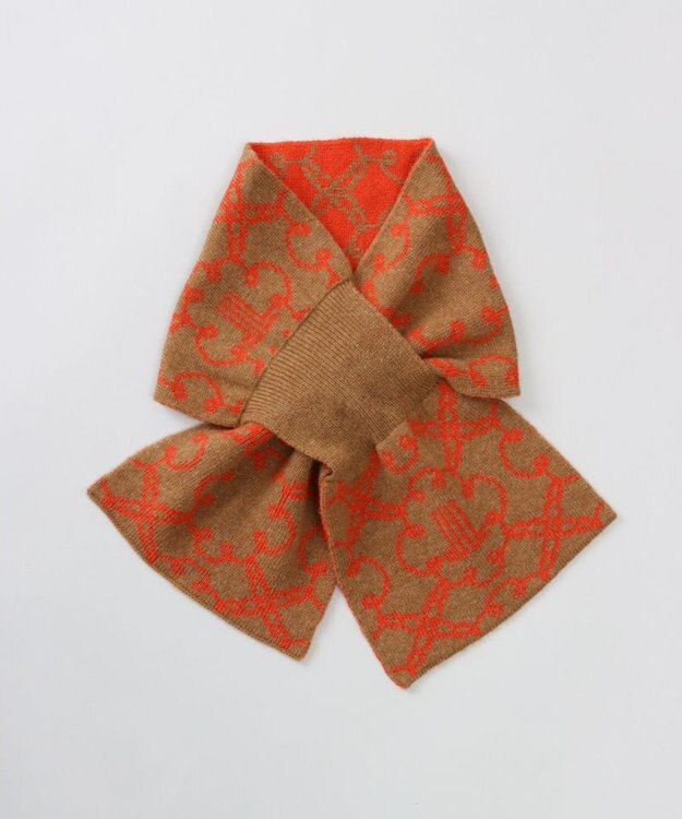 AURORA 【 LANVIN COLLECTION（ランバン コレクション） 】カシミヤ100%ニットキャンディーマフラー(WASH) オレンジ