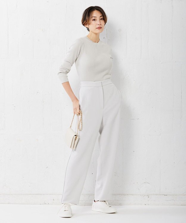 ICB 【洗える】 コンパクトリブ  クルーネックプルオーバー トープ系