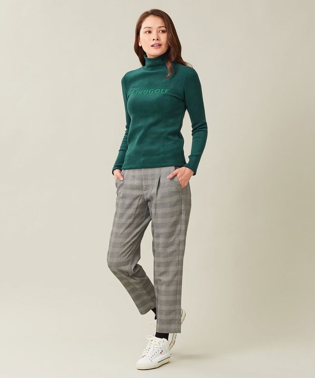23区GOLF 【23Fondation/WOMEN】グレンチェック柄 テーパードパンツ ブラック系3
