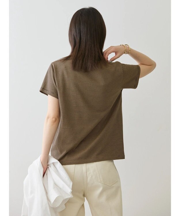 AMERICAN HOLIC 刺繍ロゴボーダープルオーバー Mocha