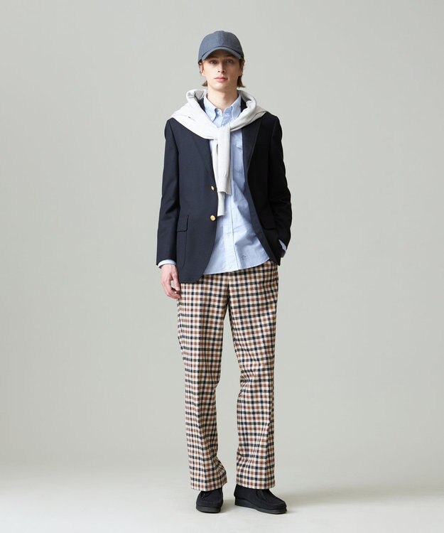 J.PRESS MEN カシミヤタッチワイド イージーチェックパンツ ブラウン系3