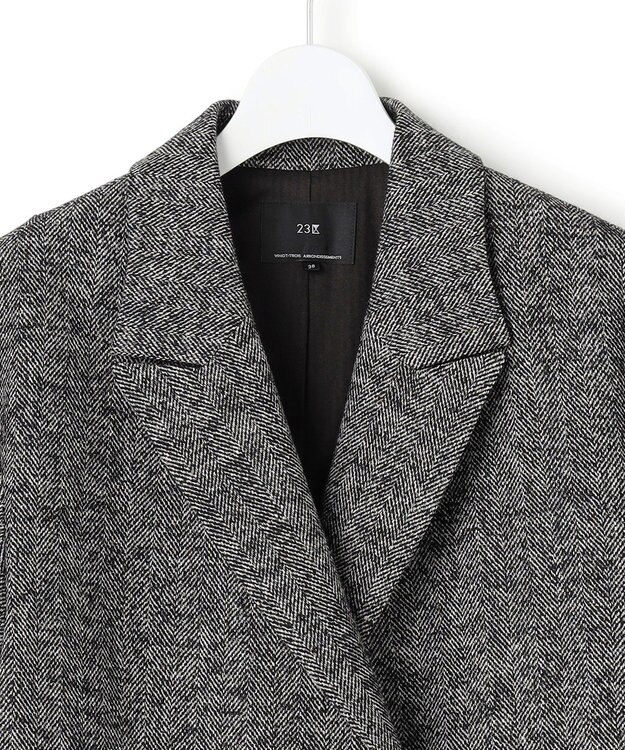 23区 ヘリンボーンループツイード ジャケット ブラック系