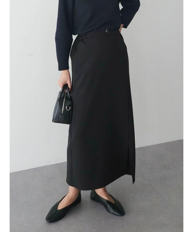 Green Parks 〈選べるきれシル〉Ｉラインロング丈スカート Black