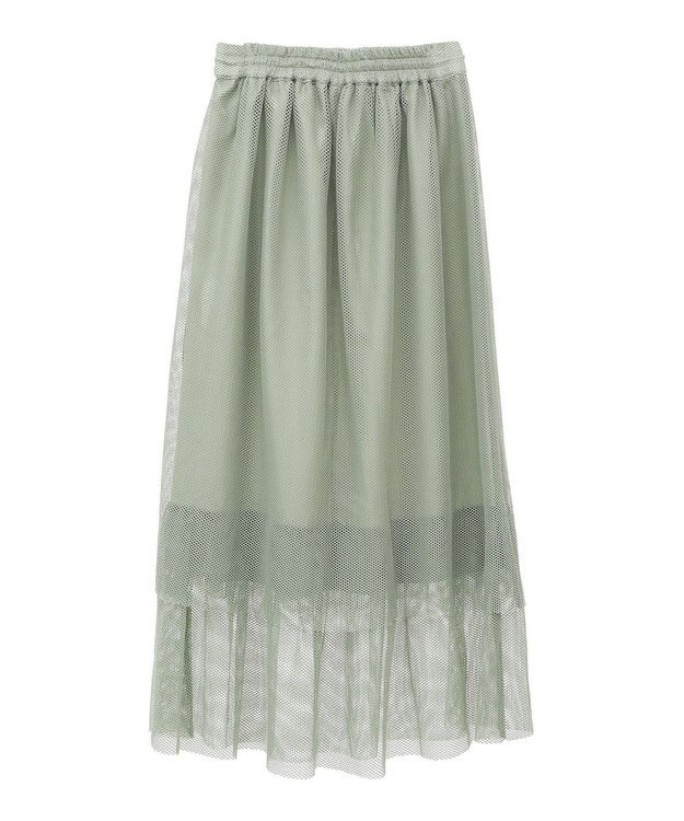 Green Parks メッシュティアードスカート Mint
