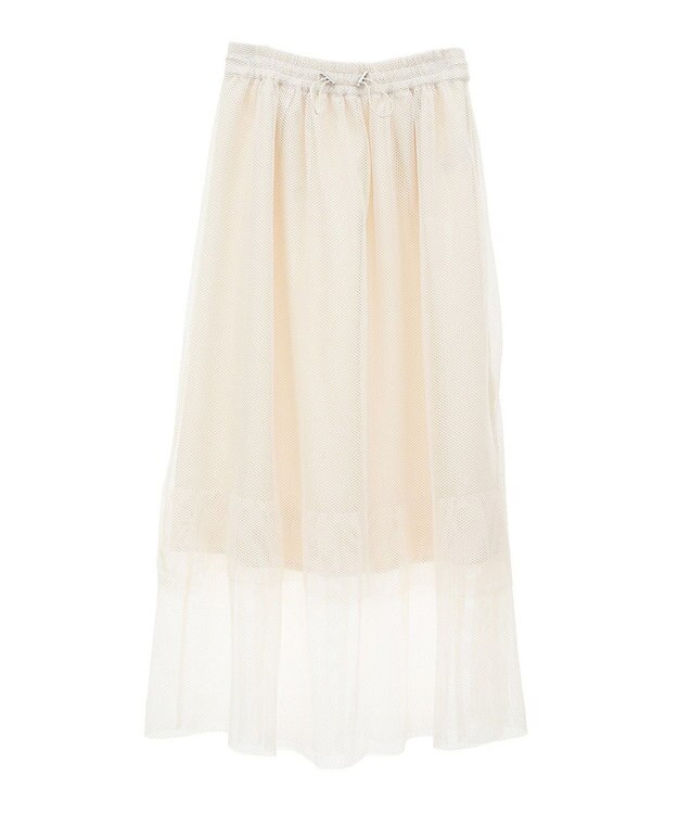 Green Parks メッシュティアードスカート Ecru