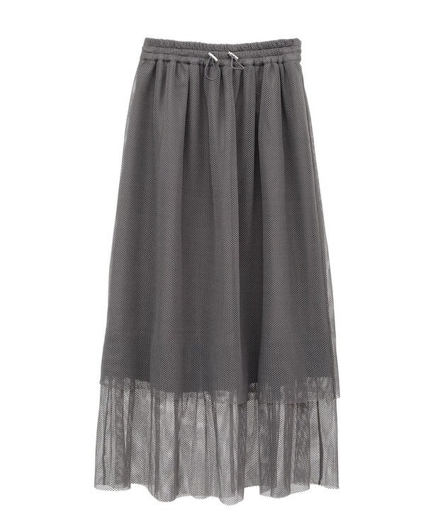 Green Parks メッシュティアードスカート Charcoal Gray
