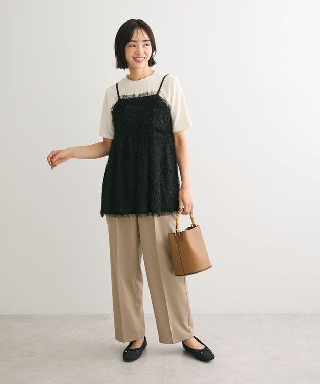 Green Parks ラメフリンジカットキャミソールビスチェ Black