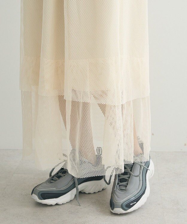 Green Parks メッシュティアードスカート Ecru