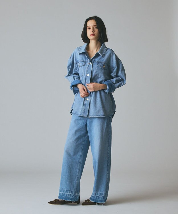 GRACE CONTINENTAL コンビデニムイージーパンツ サックス