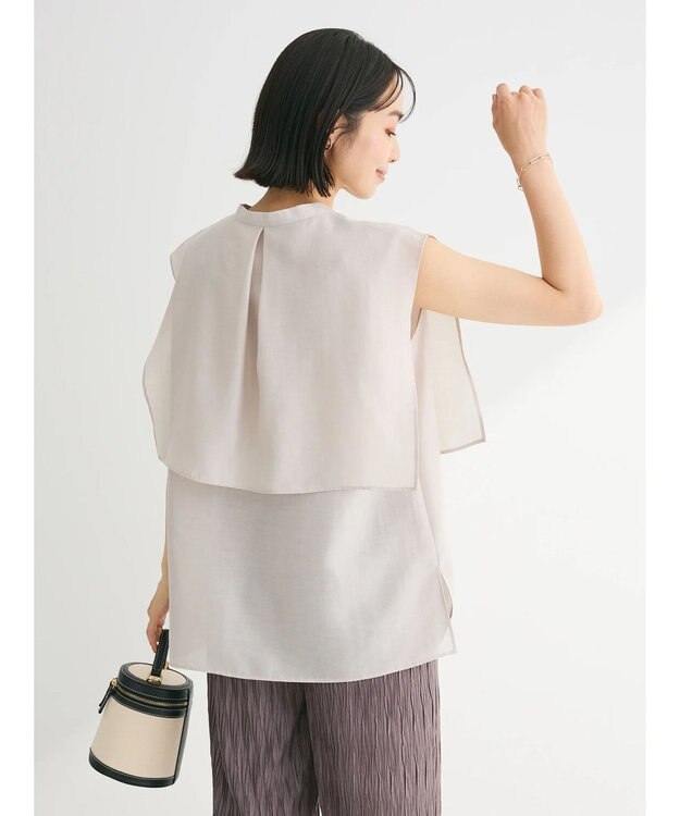 Green Parks レイヤードノースリーブブラウス Light Gray