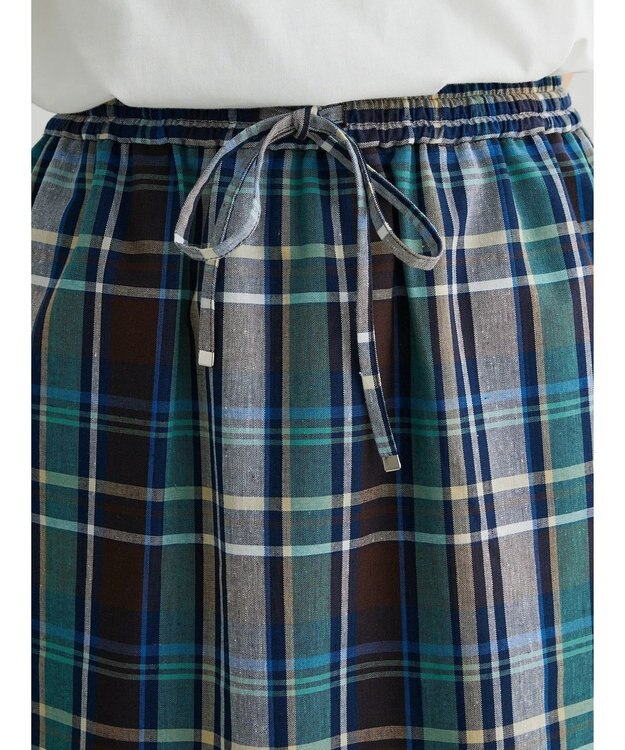 Green Parks 綿麻混イージータイトスカート Check Brown