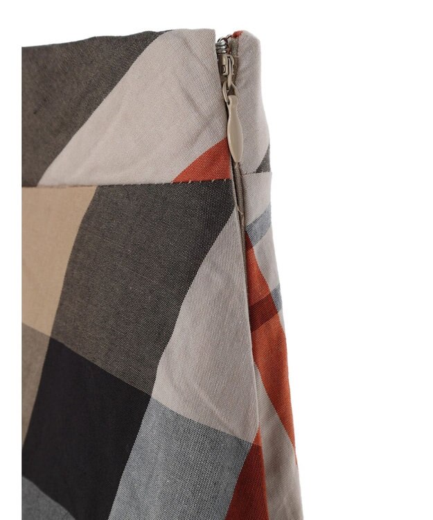 earth music&ecology ＢＩＧチェックフレアスカート Beige