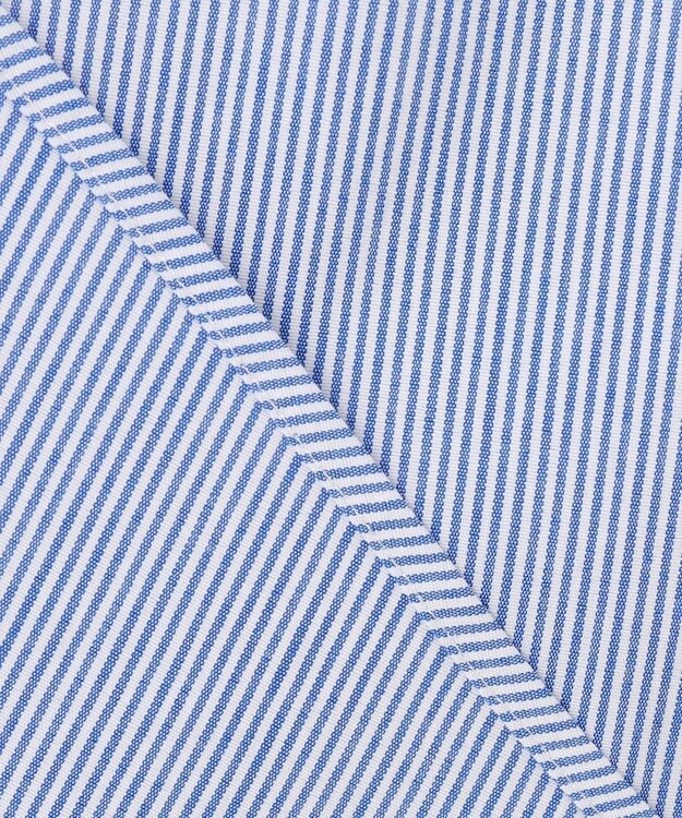 UNFILO MENS コットンライク レギュラーカラー シャツ ブルーストライプ